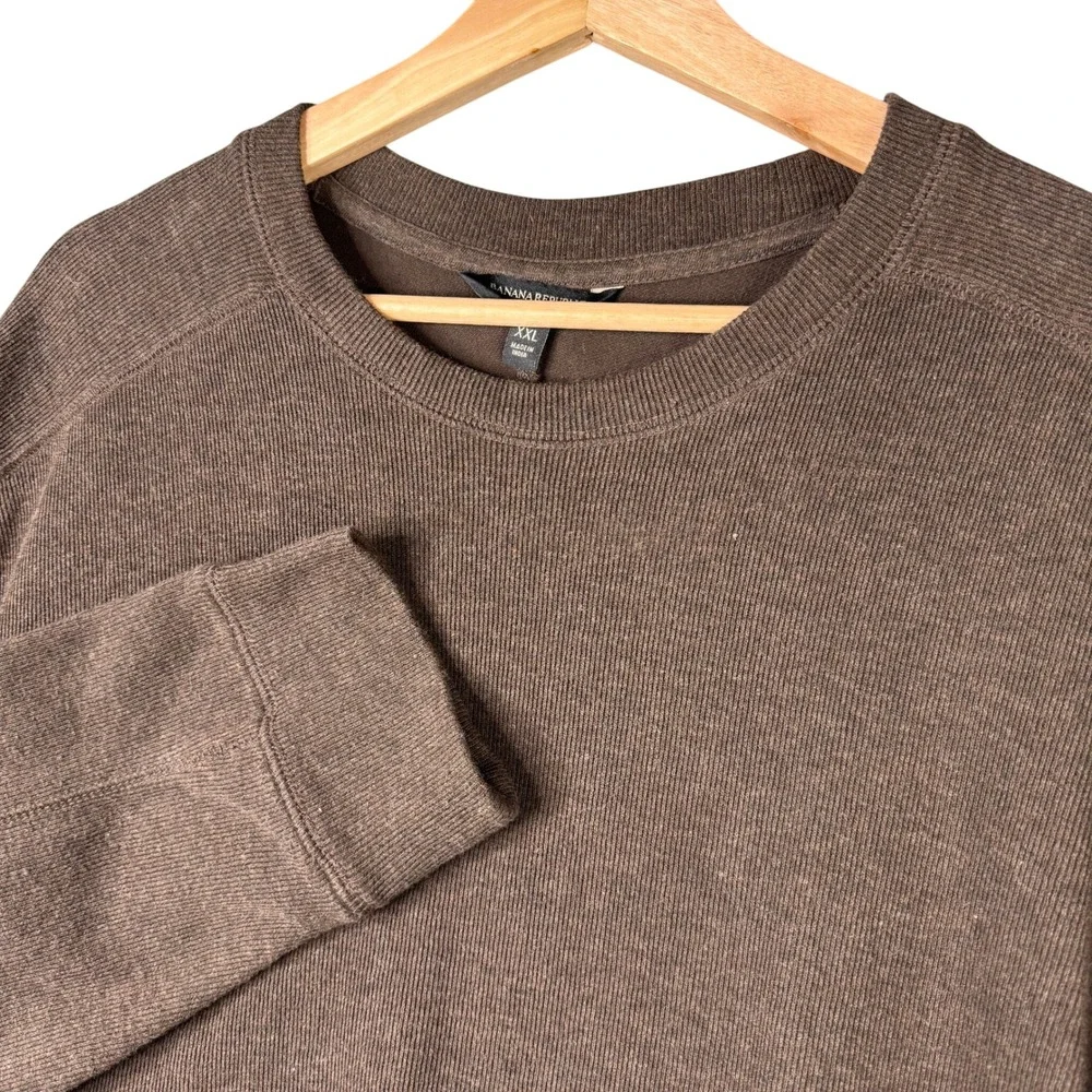 Banana Republic Brushed Rib LS Brown Heather Crew Neck Sweatshirt XXL 815247-00